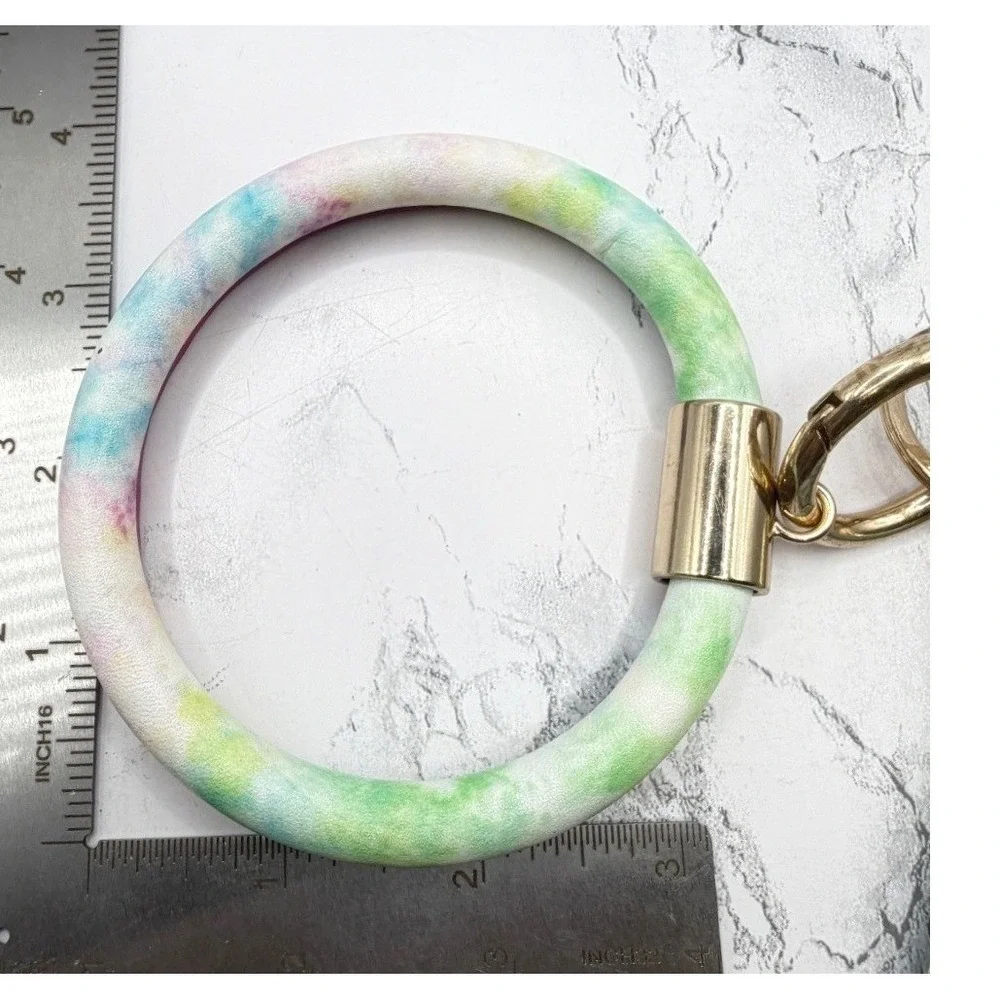 Pastel Bangle Keychain Wristlet Gold Tone Tassel 9